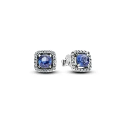 Pandora Timeless Square Blue Sparkle Halo tappikorvakorut, hopea, 293551C01