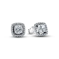 Pandora Timeless Square Sparkle Halo tappikorvakorut, hopea, 293551C02