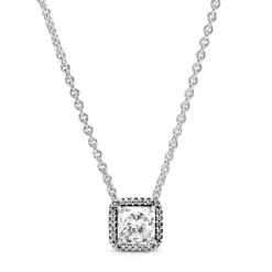 Pandora Timeless Square Sparkle Halo kaulakoru, hopea, 396241CZ-45