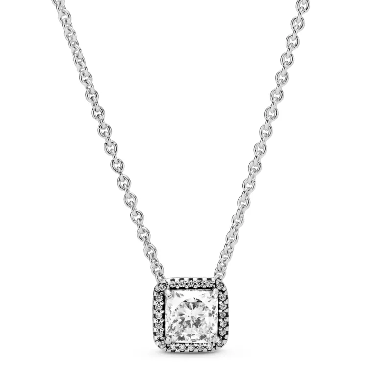 Pandora Timeless Square Sparkle Halo kaulakoru, hopea, 396241CZ-45