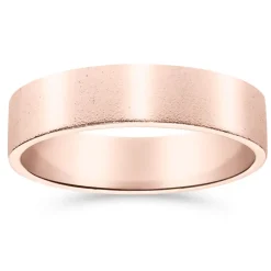 Silván kihlasormus, lasikuulapuhallettu pinta 5mm flakka, rosekultaa, Silván kihlasormukset