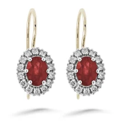 Silván Lauriel timanttikorvakorut rubiineilla, 0,56ct, keltakultaa, Silván timanttikorut
