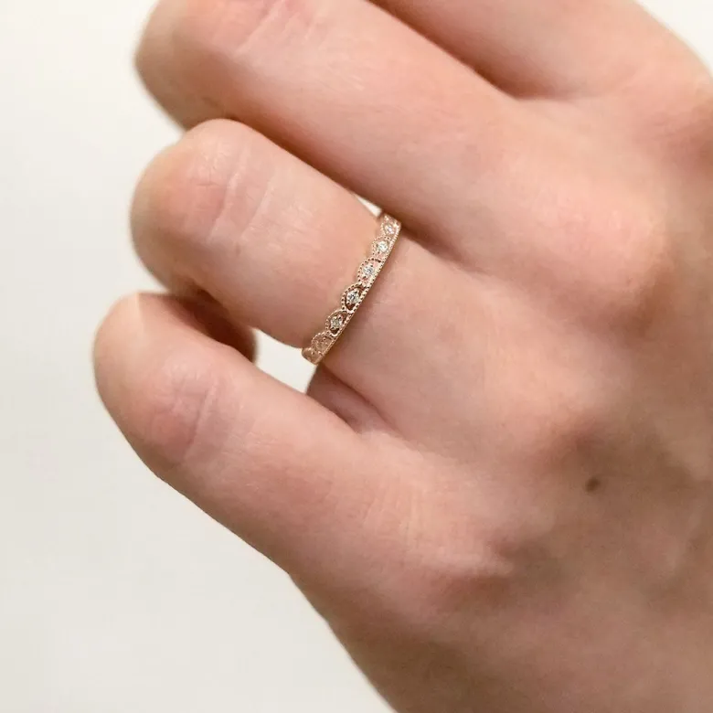 Silván Mimosa timanttisormus 0,08ct, rosekultaa, Silván vihkisormukset