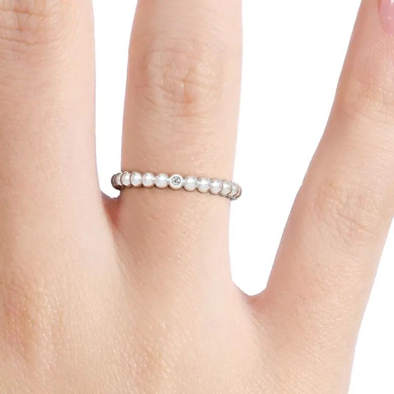 Silván Olivia timanttisormus pallokuvioitu 0,01ct, valkokultaa, Silván vihkisormukset