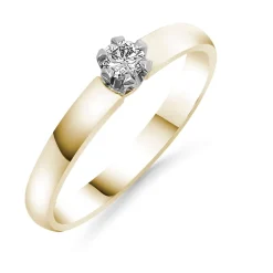 Silván Solitaire timanttisormus 0,10ct, keltakultaa, Silván vihkisormukset