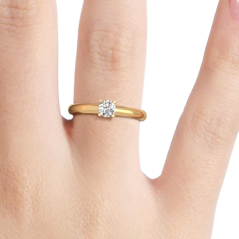 Silván Solitaire timanttisormus 0,30ct, keltakultaa, Silván vihkisormukset