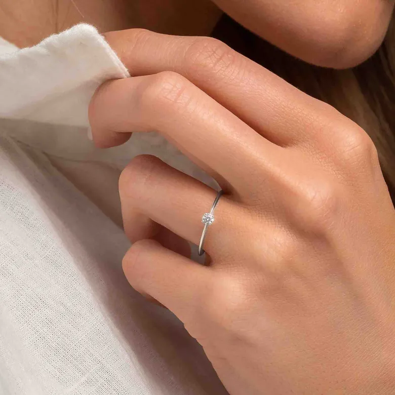 Silván Solitaire timanttisormus 0,10ct, valkokultaa, Silván vihkisormukset