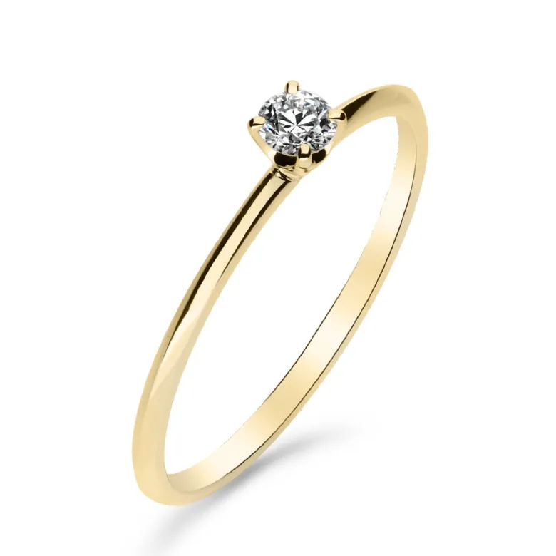 Silván Solitaire timanttisormus 0,10ct, keltakultaa, Silván vihkisormukset