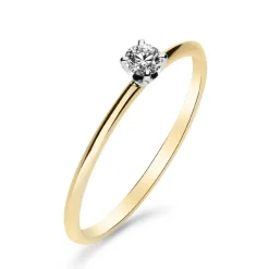 Silván Solitaire timanttisormus 0,10ct, valko- ja keltakultaa, Silván vihkisormukset