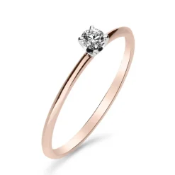 Silván Solitaire timanttisormus 0,10ct, valko- ja rosekultaa, Silván vihkisormukset