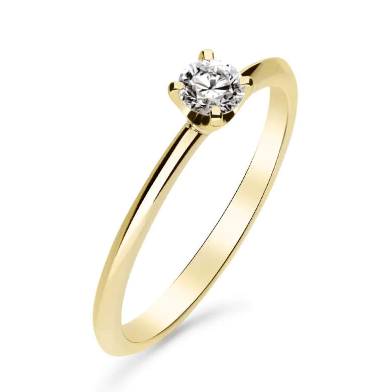 Silván Solitaire timanttisormus 0,20ct, keltakultaa, Silván vihkisormukset