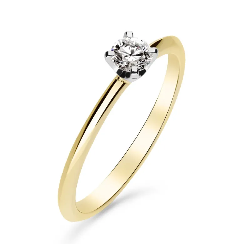 Silván Solitaire timanttisormus 0,20ct, valko- ja keltakultaa, Silván vihkisormukset