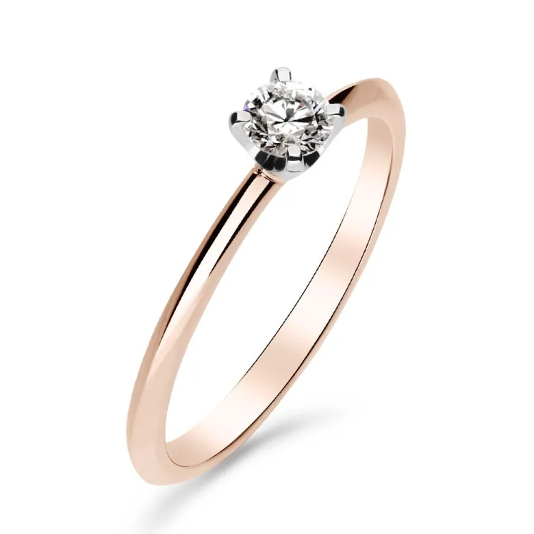 Silván Solitaire timanttisormus 0,20ct, valko- ja rosekultaa, Silván vihkisormukset