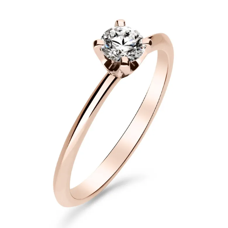 Silván Solitaire timanttisormus 0,30ct, rosekultaa, Silván vihkisormukset