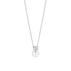 TI SENTO Classic kaulakoru, hopeaa, zirkoni ja valkoinen helmi, 34125PW/42