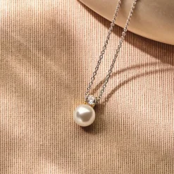 TI SENTO Classic kaulakoru, keltakullattua hopeaa, zirkoni ja valkoinen helmi, 34125YP/42
