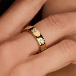 TI SENTO Classic sormus, keltakullattua hopeaa ja zirkonit, 12403ZY