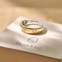 TI SENTO Classic sormus, keltakullattua hopeaa ja zirkonit, 12403ZY
