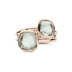 TI SENTO Double Cushion sormus, rosekullattua hopeaa ja zirkonit, 12413GR