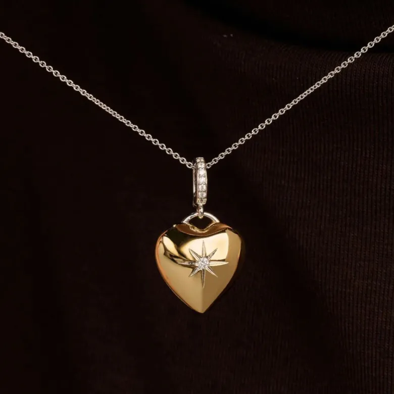 TI SENTO Heart kaulakoru, keltakullattua hopeaa ja zirkonit, 6862ZY