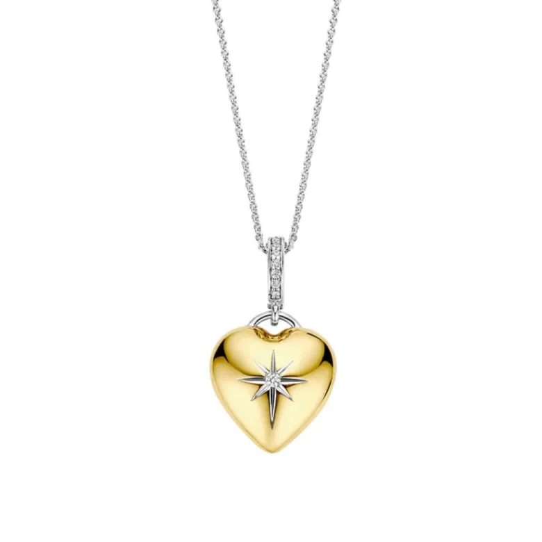TI SENTO Heart kaulakoru, keltakullattua hopeaa ja zirkonit, 6862ZY