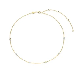 TI SENTO kaulakoru, keltakullattua hopeaa, valkoisia helmiä ja zirkoneja 34097ZY/42