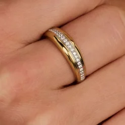 TI SENTO Layered sormus, keltakullattua hopeaa ja zirkonit, 12406ZY