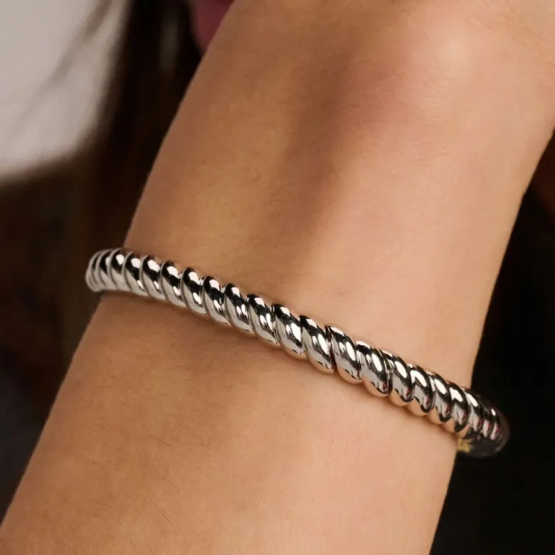 TI SENTO Ribbed rannerengas, hopeaa 23095SI