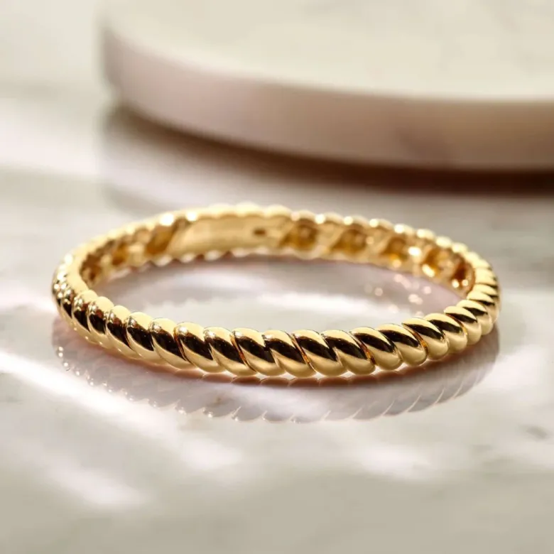 TI SENTO Ribbed rannerengas, keltakullattua hopeaa, 23095SY