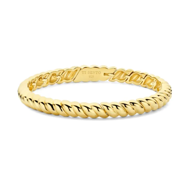 TI SENTO Ribbed rannerengas, keltakullattua hopeaa, 23095SY