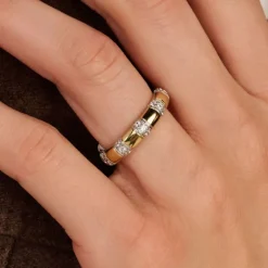 TI SENTO Vintage sormus, keltakullattua hopeaa ja zirkonit, 12417ZY
