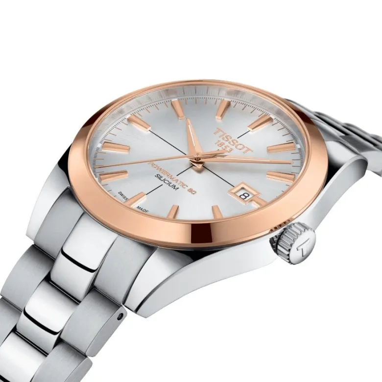 Tissot Gentleman Powermatic 80 Silicium rannekello, 18K kulta, T9274074103100