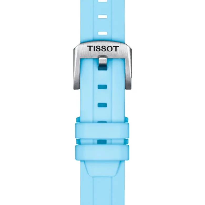 Tissot ranneke, 18 mm, vaaleansininen silikoni, T852047450