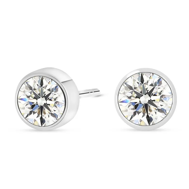 Valkokultaiset korvakorut 5mm kirkkaalla zirkoniakivellä, 14K valkokulta