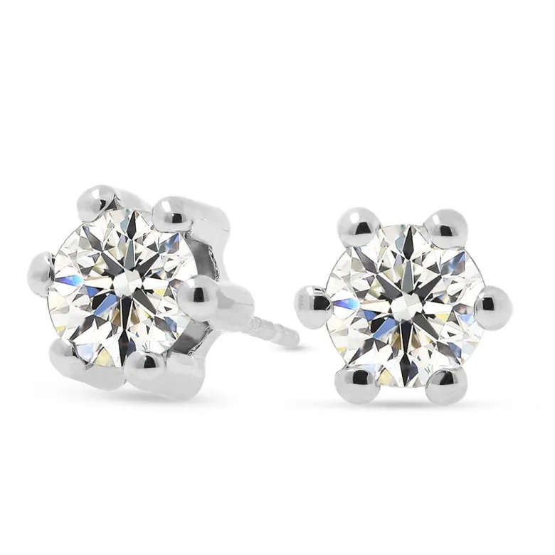 Valkokultaiset korvakorut 5mm zirkoniakivellä, 14K valkokulta