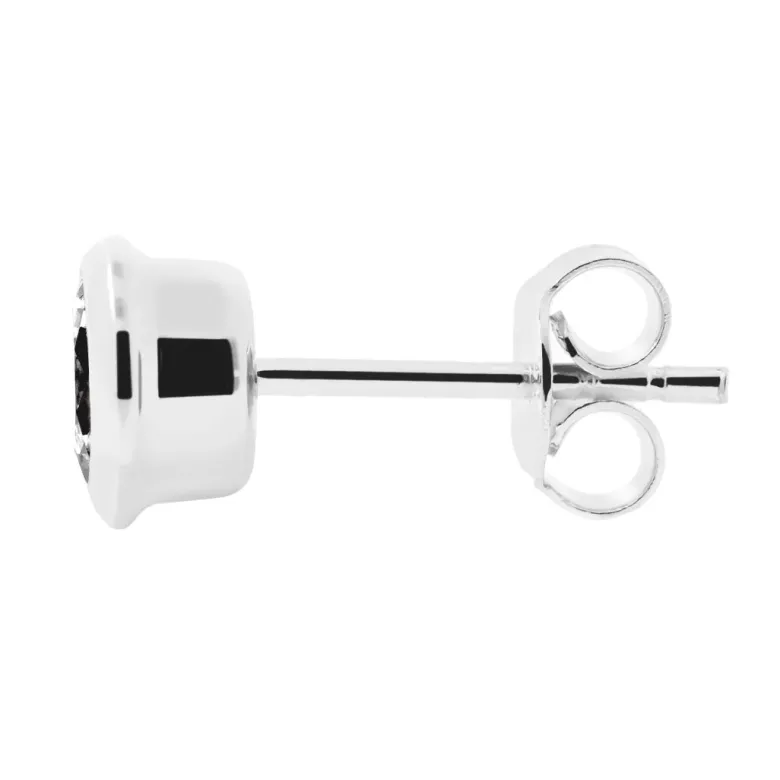 Valkokultaiset korvakorut 5mm kirkkaalla zirkoniakivellä, 14K valkokulta