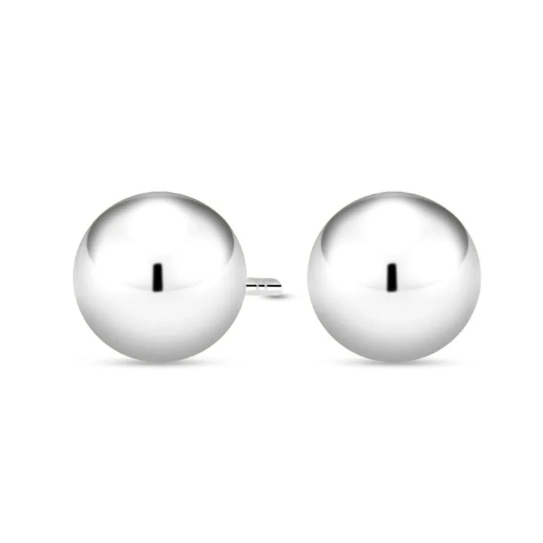 Valkokultaiset pallokorvakorut, 6mm pallo, 14K valkokulta