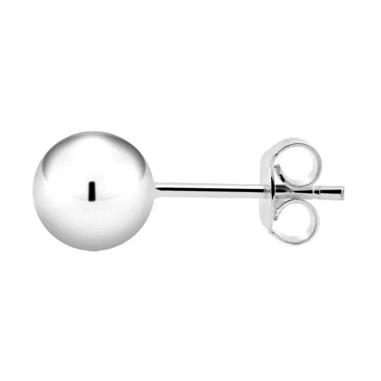 Valkokultaiset pallokorvakorut, 6mm pallo, 14K valkokulta